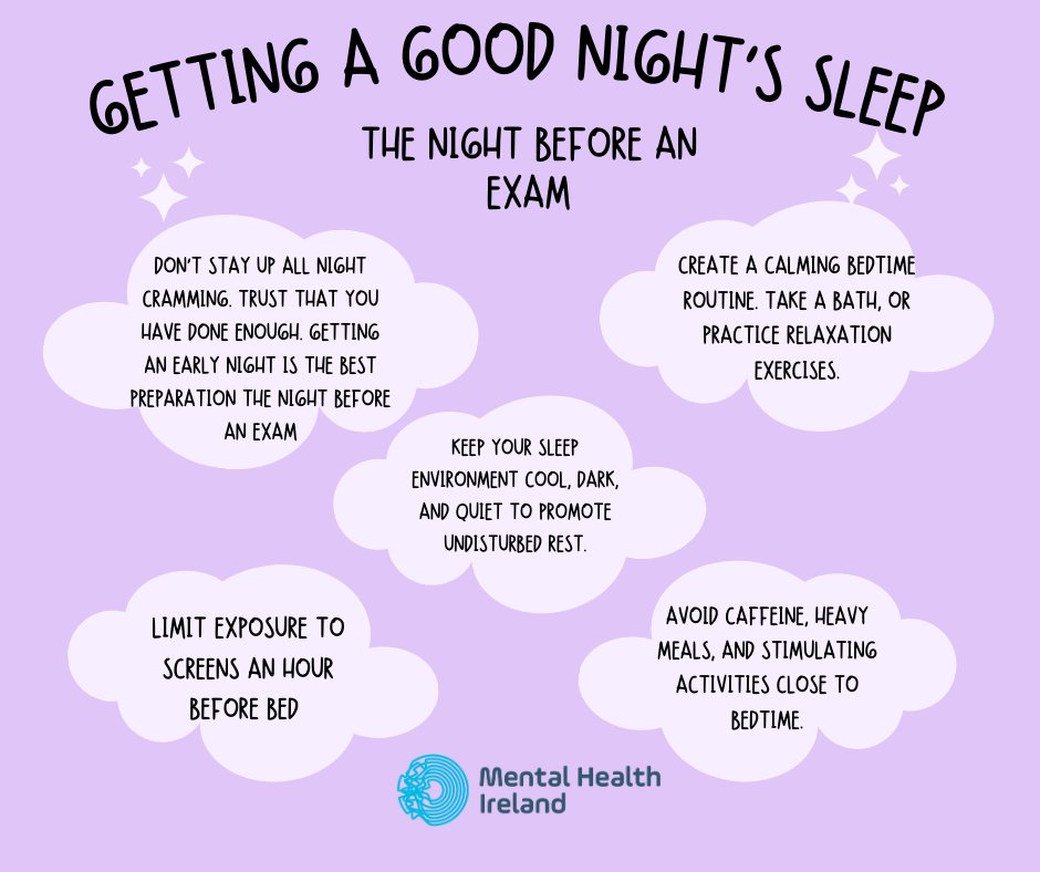 Good luck to everyone starting their exams tomorrow. The best preparation is to get a good night's sleep the night before every exam. This is easier said than done when anxiety is high. Check out our tips for getting a good night's sleep tonight, and every other night. #exams