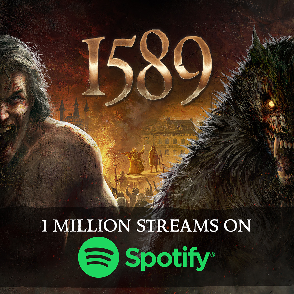 After YouTube, Spotify now follows with over 1 million streams of “1589” and it's still growing fast! How many of you have the song in your private  playlist? #powerwolf #spotify #heavymetal