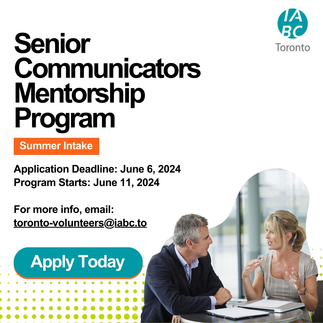 IABCToronto's tweet image. Attention Senior Communicators! Elevate Your Impact!

Announcing IABC/TO Summer Mentorship Program, for Senior Communicators, starting June 11, 2024. Apply using below link before June 6: toronto.iabc.to/resources/ment…

#IABCTO #Mentorship