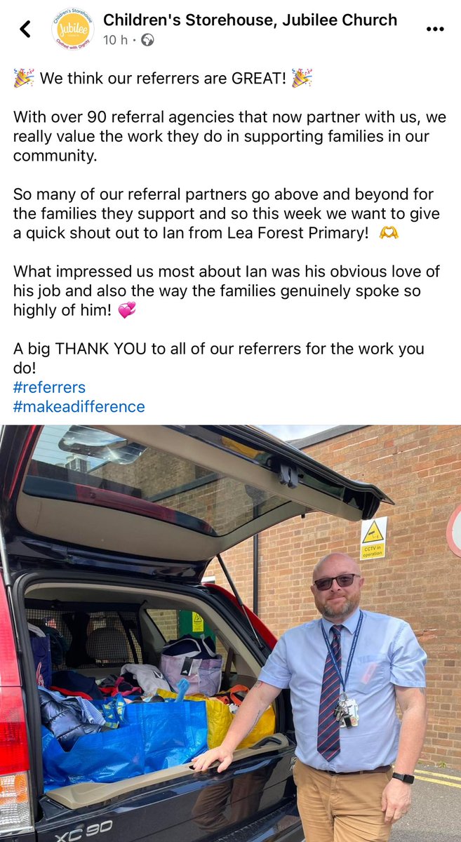 We are so lucky to have <a href="/the_wills_way/">Ian-Michael Wills</a> as our pastoral lead at Lea Forest 💙🙌🏻🩵 He always goes above and beyond for the children, staff and parents at @lea_forest_aet 🥰 This latest shoutout from The Children’s Storehouse is just a small snippet of the work he does #BigHearted