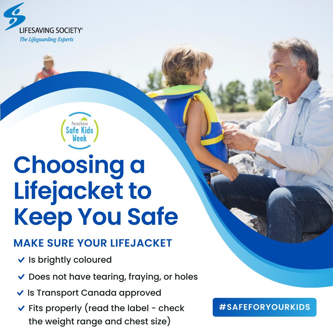 lifesavingabnwt's tweet image. June 3-9, 2024 is #SafeKidsWeek, an annual campaign from @parachutecanada to bring attention to predictable and preventable injuries in children.
This year's theme is product safety, so we want to share some tips for picking out a lifejacket that will keep you and your kids safe.