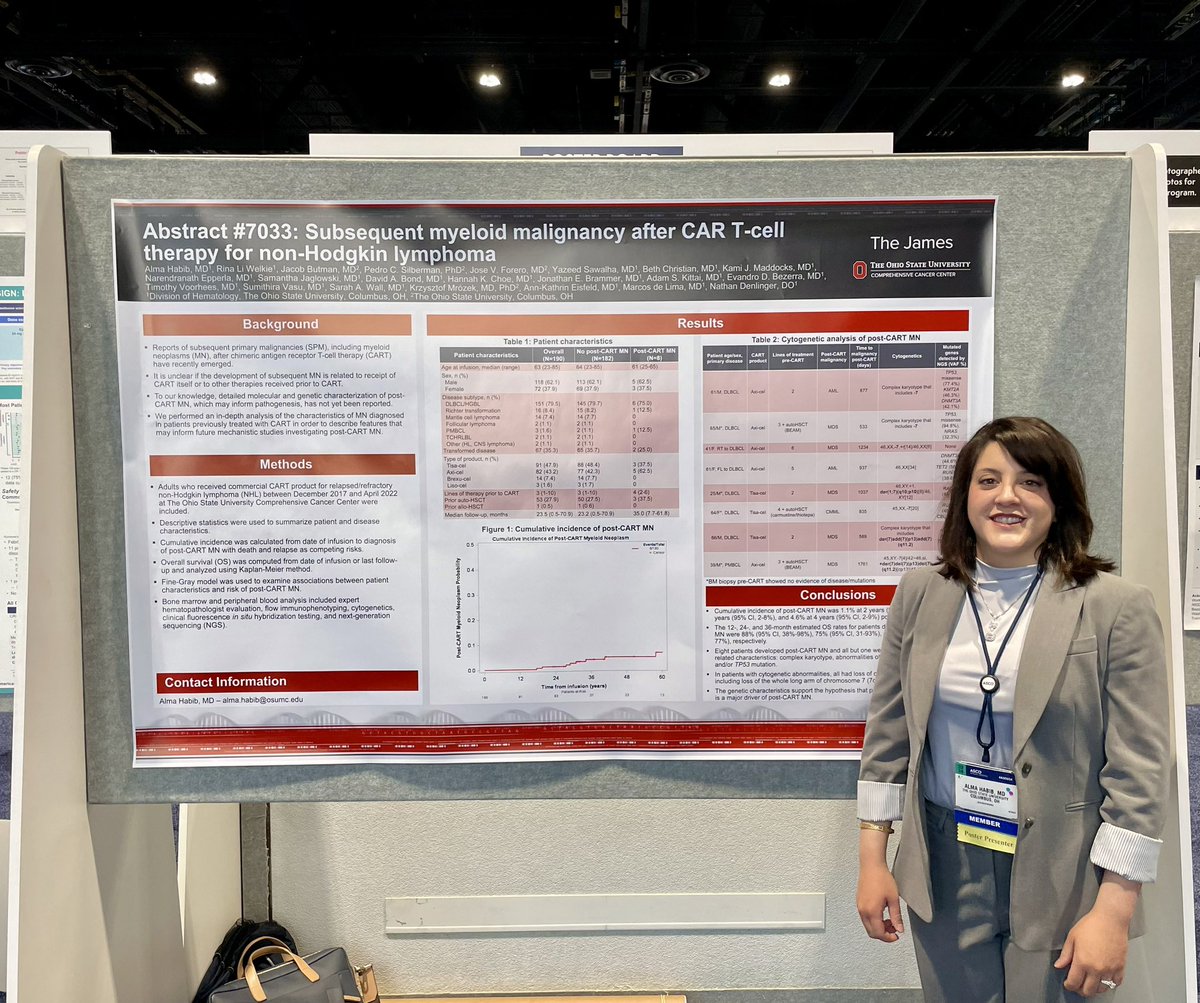 AlmaHabibMD's tweet photo. Post-CART myeloid neoplasms may be driven by prior exposure to mutagenic therapies. #ASCO2024 https://t.co/GgCgtnZpSu