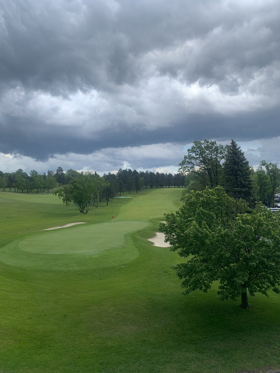 CarrieTobkin's tweet photo. Storm delay in Bemidji at golf sections but boys are in position to win with one hole to play. @cooperkanthak @NickLSports @lakerbooster https://t.co/hL2UmpXqTD