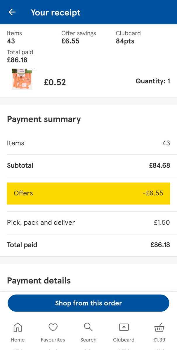 ChambyR33's tweet photo. Another @Tesco order totalling £86.18. Using my @plutus card, this one had a #perk and earned me 4.37 $PLU. At current prices, that's £14.44. Compared to my last order, it really shows the power of the #BestRewardsCard. #OnlyWithPlutus 🛒💰🎉 https://t.co/yogamEa3CL