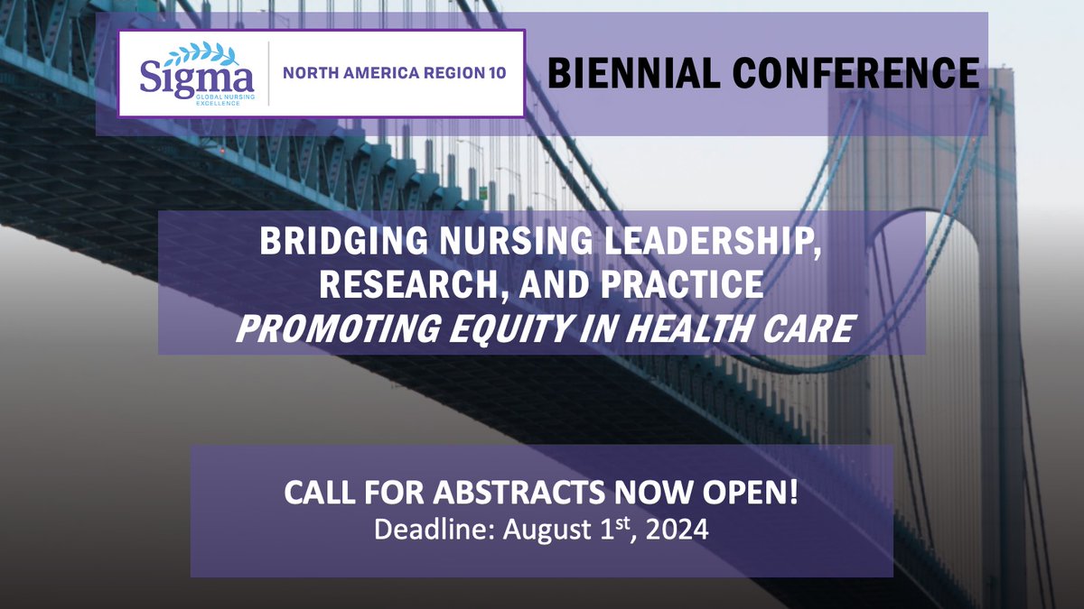 STTIReg10's tweet photo. The chance to share your expertise is here! The call for abstracts for the 2025 Sigma North America Region 10 Biennial Conference is NOW OPEN.
Submit your abstract by August 1st, 2024 to be considered for presentation.  ➡️  Link in bio for details! #SigmaNursing #NursingResearch https://t.co/na9kkbsPZM