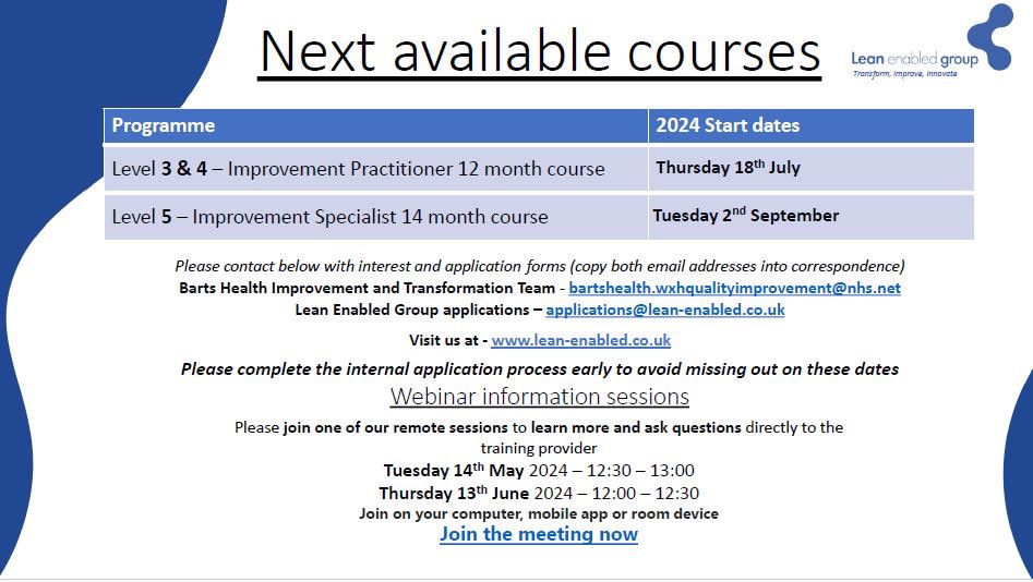 Daminee Seetannah (@daminee2020) on Twitter photo Improvement Apprenticeship Roadshow <a href="/WhippsHosp/">WhippsCrossHospital</a> tomorrow, 5th of June 11:00 -14:00. Visit us in the canteen to discuss various apprenticeship levels available. Open to apprentices with queries, managers needing support information <a href="/WeImproveBH/">WeImprove Barts Health</a> <a href="/nickchambersone/">Nick Chambers</a> <a href="/Kaizen_Anil_MBB/">Anil Mathew CEng, MBA</a> Improvement Apprenticeship Roadshow <a href="/WhippsHosp/">WhippsCrossHospital</a> tomorrow, 5th of June 11:00 -14:00. Visit us in the canteen to discuss various apprenticeship levels available. Open to apprentices with queries, managers needing support information <a href="/WeImproveBH/">WeImprove Barts Health</a> <a href="/nickchambersone/">Nick Chambers</a> <a href="/Kaizen_Anil_MBB/">Anil Mathew CEng, MBA</a>