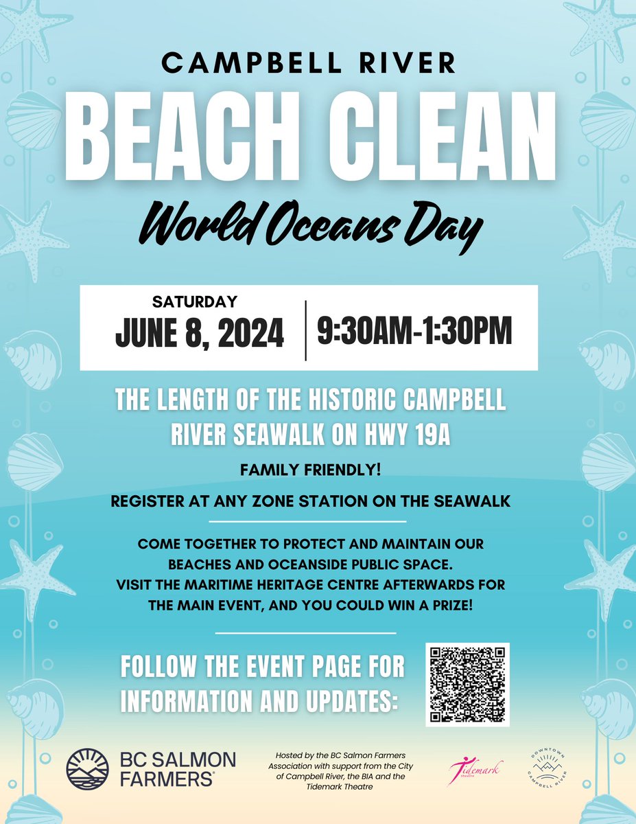 🌊 Volunteers Needed for Campbell River Beach Clean! 🌊

Join in and help protect our beautiful shores on June 8th for World Oceans Day. Sign up now to make a difference! 🌟 oceanweekcampbellriver.ca 
#BeachCleanUp #WorldOceansDay #Volunteer #campbellriver