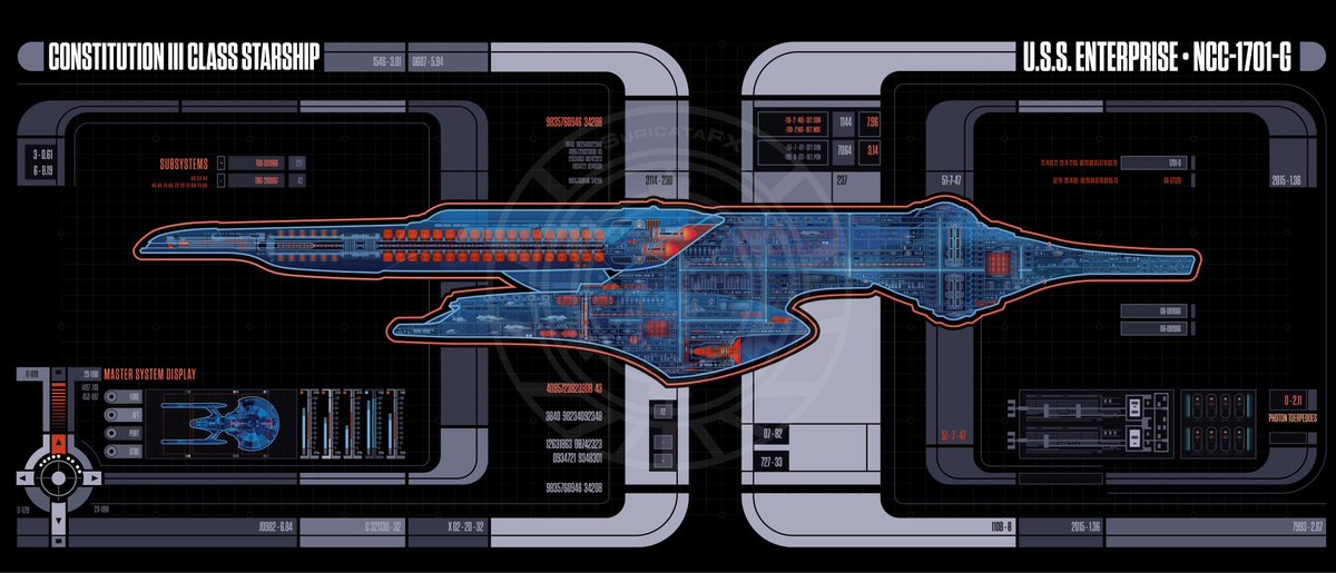 Happy to finally share my completed MSD of the USS Enterprise, NCC-1701-G from #startrekpicard 

High resolution version can be found here: 
i.imgur.com/CMpiF3p.jpeg