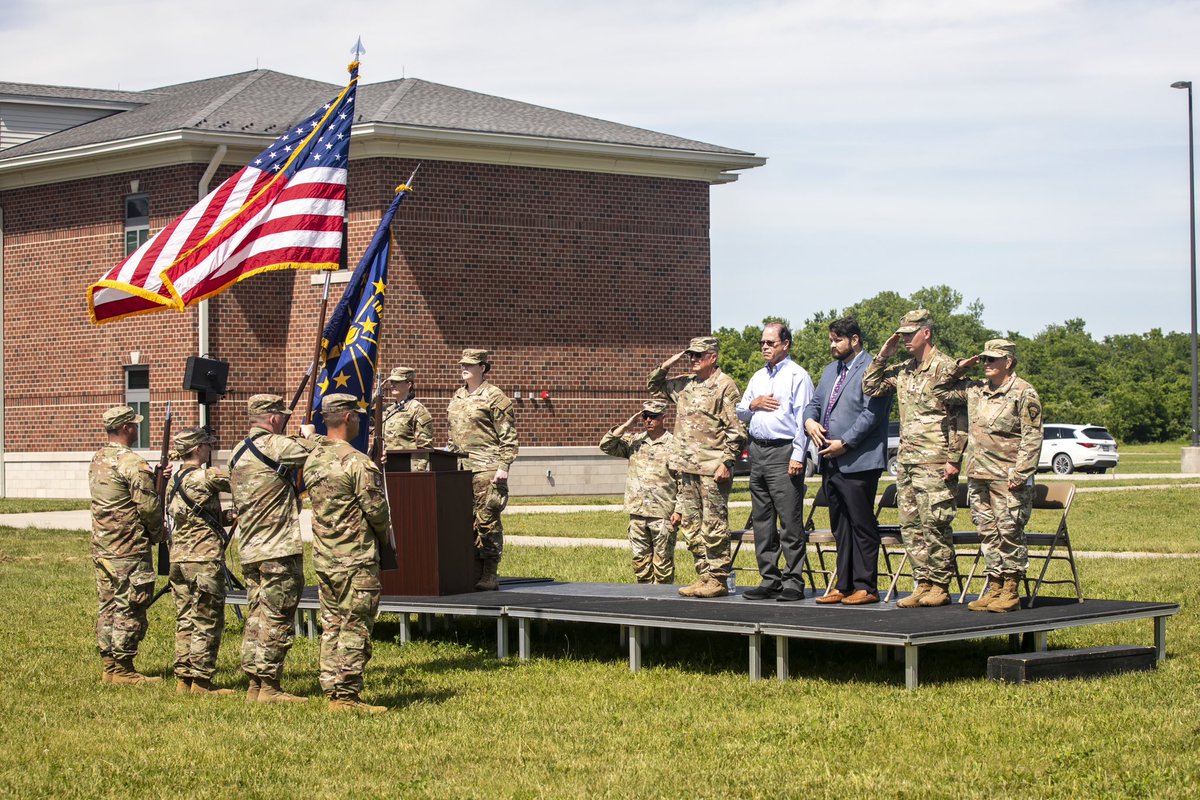HoosierTAG's tweet photo. We take pride in the professionalism of the @NationalGuardIN 252nd Support Maintenance Company as they depart for their mission in Kuwait. @SenatorBraun and I recently joined the unit and their families and friends for the departure ceremony at Camp Atterbury. https://t.co/uoGPdRBkxV