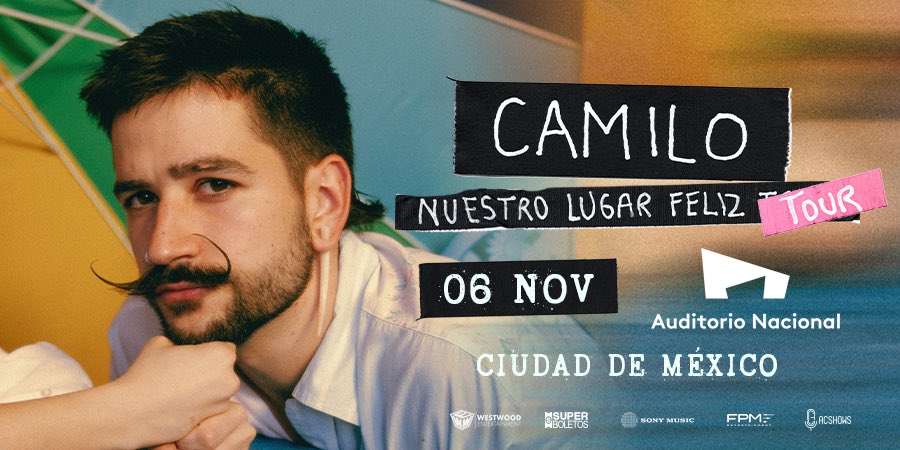SuperboletosMx's tweet photo. 🎤✨ ¡Atención, fans de Camilo! 🎉 El talentoso cantautor se presentará en el Auditorio Nacional el próximo 6 de noviembre. 🎶

No te pierdas una noche mágica llena de sus grandes éxitos y nuevas sorpresas. 🌟

¡Consigue tus boletos ya mismo en https://t.co/LLYuyT5lVe! https://t.co/DCuhbefUkD