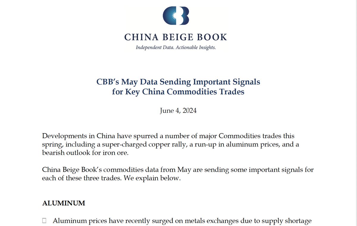This morning <a href="/ChinaBeigeBook/">China Beige Book</a> released it's commodities note: our latest data are sending important trading signals for steel, copper, and aluminum.