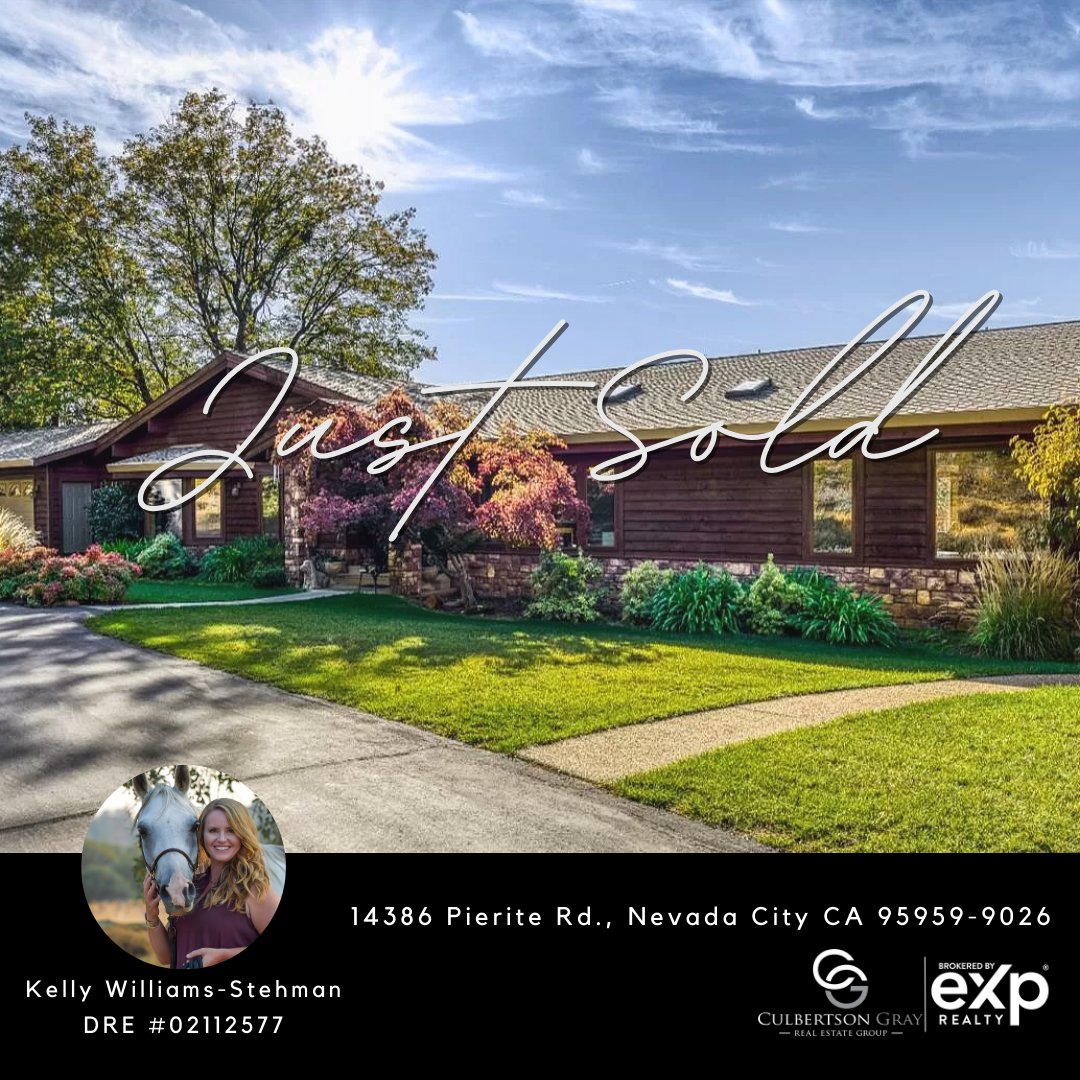 SOLD! Congratulations Kelly Williams-Stehman and clients for closing on your new home in Nevada City, CA. Home sweet home!

#culbertsonandgraygroup #culbertsonandgray #realtor #realestate #justsold #sold #brokeredbyeXprealty #exprealtyproud #expproud