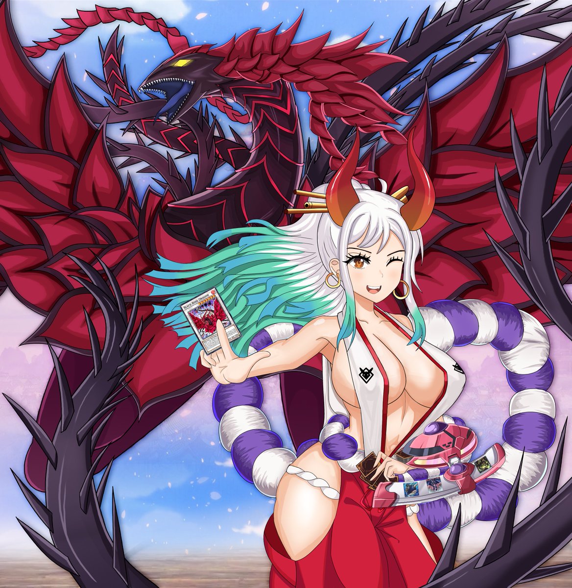 Yamato joins the Duel ᵔᴗᵔ  
Very happy with the final outcome! 😊 
#ONEPIECE #ワンピース #ヤマト #遊戯王