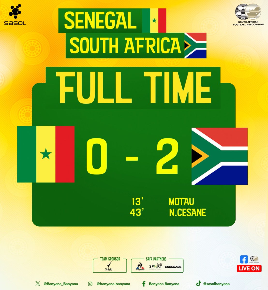 Banyana_Banyana's tweet photo. C'est la vie 

🇸🇳vs🇿🇦

@SasolinSport https://t.co/wADiVoHxV0