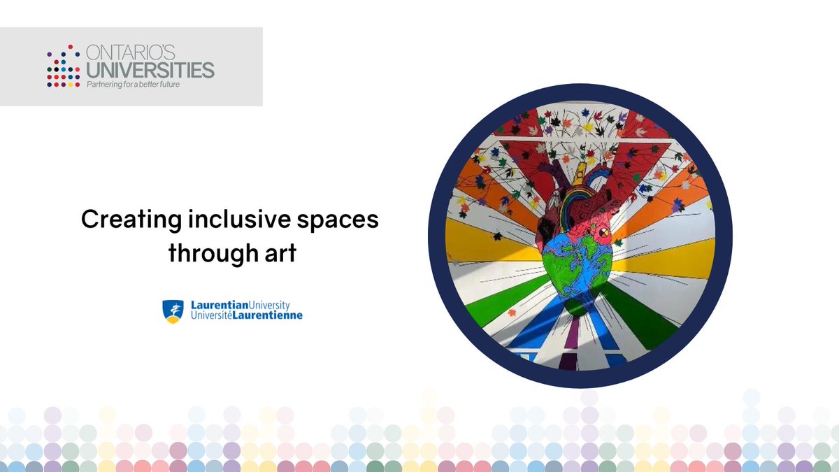 To create an inclusive and safe space on campus, <a href="/LaurentianU/">Laurentian University - Université Laurentienne</a>’s Pride office commissioned an artist to create a mural, which includes logos, Pride flags, and a medicine wheel, celebrating the diversity of students, faculty and staff.

Learn more: bit.ly/creating-inclu…