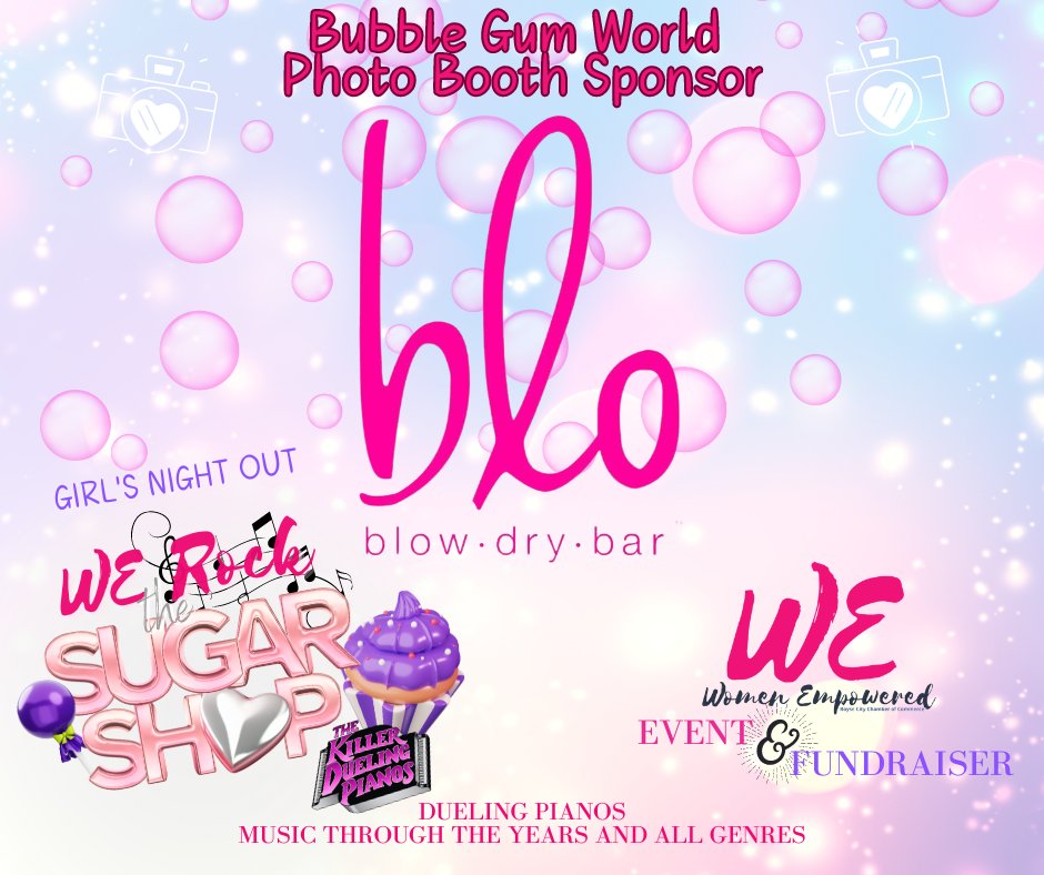 Blo Blow Dry Bar Rockwall is ready to make the night POP at WE ROCK the Sugar Shop Girl's Night Out!!! Thank you for being our Bubble Gum World Photo Booth Sponsor!!! WE ROCK Dueling Pianos Event and Fundraiser with Presenting Sponsor Ivy Air!
Register: cca.roysecitychamber.com/EvtListing.asp…