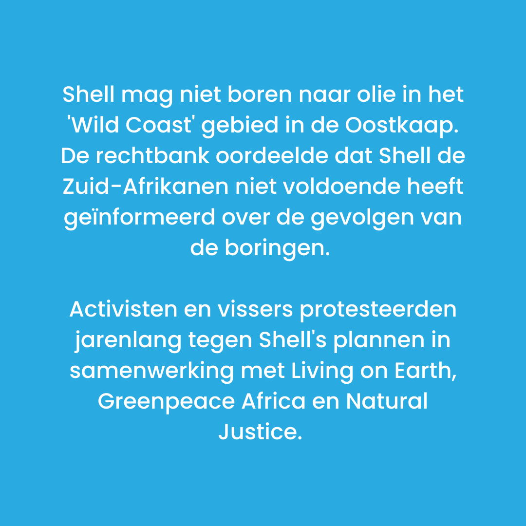 milieudefensie's tweet photo. Goed nieuws uit #ZuidAfrika! ⭐

Vissers er activisten wonnen hun rechtszaak tegen Shell. Als gevolg mag Shell niet meer boren naar olie in het 'Wild Coast' gebied in de Oostkaap. 👇

#Shell #WildCoast #rechtszaak #FossieleEnergie https://t.co/TXozhkwQJi