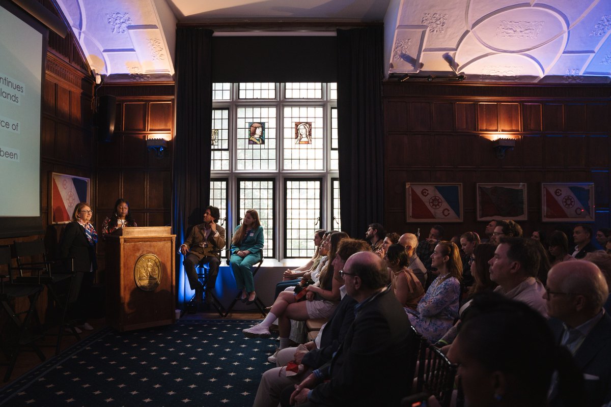 IOCS_OceanSci's tweet photo. Special night for IOCS! Ellen Pikitch &amp; Sunshine Gumbs accepted an expedition flag at The Explorers Club (@ExplorersClub) for World Oceans Week kickoff. This flag marks a new mission in #ShinnecockBay documenting biodiversity &amp; traditional knowledge.  @SoMAS @Ellen_Pikitch https://t.co/sgeAkUWier
