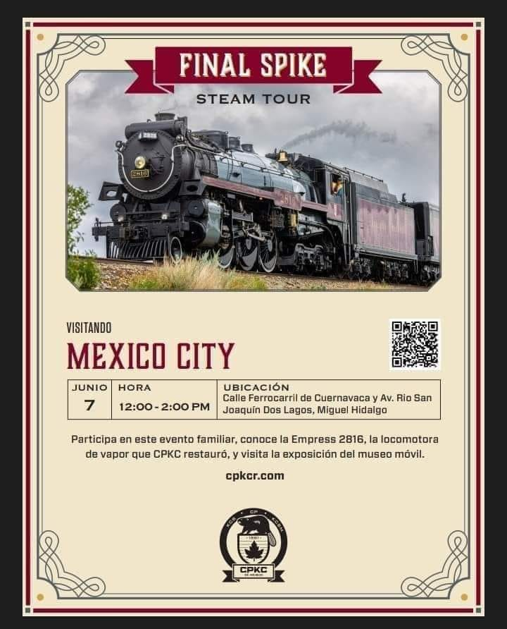 asalmendez's tweet photo. Varias personas me preguntan qué lugares pasara  🚂"La Emperatriz", la unica informacion que tengo es esta lista. Se espera que tenga un evento en la #CDMX el próximo 7 de junio. 

Se podrá apreciar esta locomotora a pie de vía, les recomiendo checar la pagina de #openrailwaymap donde podran observar con lujo de detalle las vías del ferrocarril y planear su observación. 
 
Link:  https://t.co/E5B6KZWhUZ