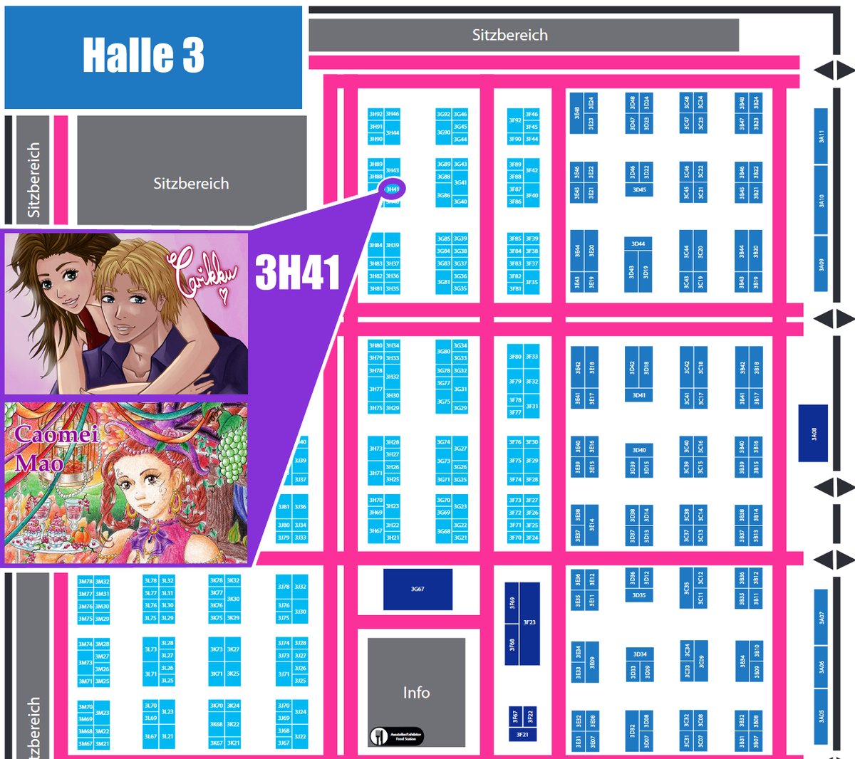 Hey everyone! Visit us at Dokomi Düsseldorf this year.  Booth H41 in Hall 3 -> Carikku and Caomei Mao  <3 
We will be there with our Mangas, Prints and the Ink-Circle Anthologys 1-3  Visit us  :D  

#Dokomi2024