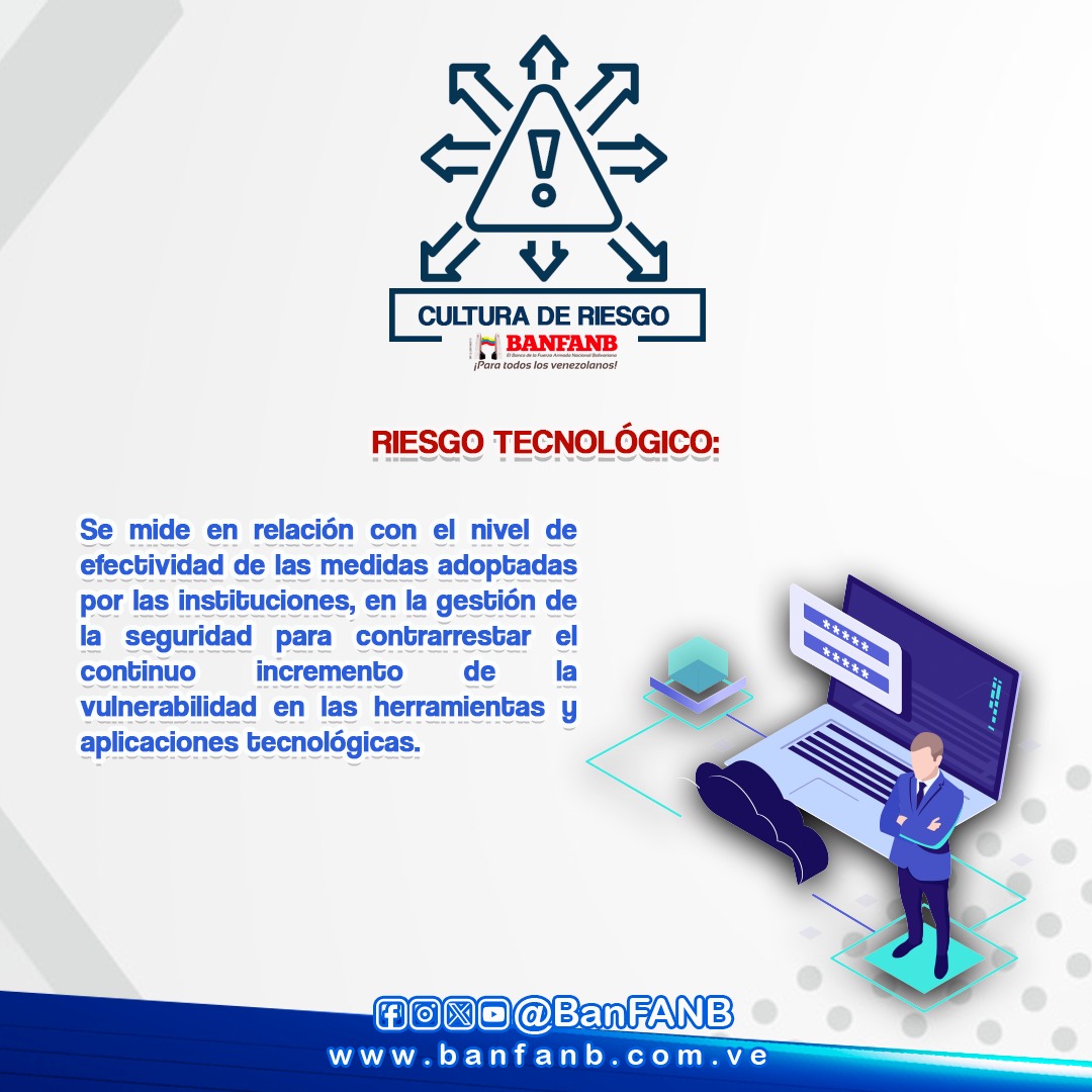 Riesgo Tecnológico:

Se mide en relación con el nivel de efectividad de las medidas adoptadas por las instituciones, en la gestión de la seguridad para contrarrestar el continuo incremento de la vulnerabilidad en las herramientas y aplicaciones tecnológicas.