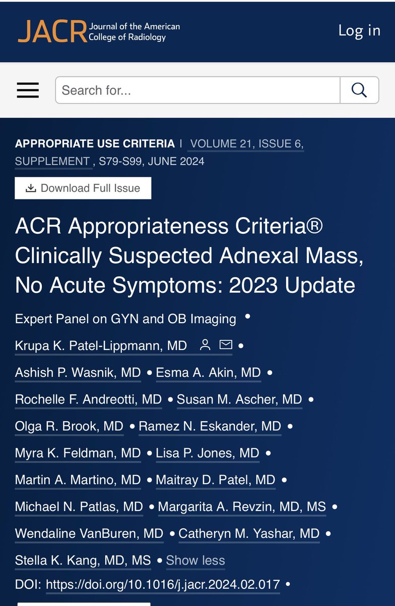 <a href="/RadiologyACR/">American College of Radiology</a> Appropriateness Criteria #Gyn recommendations on imaging acute #pelvicpain and #adnexal masses are now available! #MedTwitter #GynTwitter <a href="/acog/">ACOG</a> <a href="/ASRM_org/">ASRM</a> <a href="/AAGL/">AAGL</a> Watch for new topics coming soon!