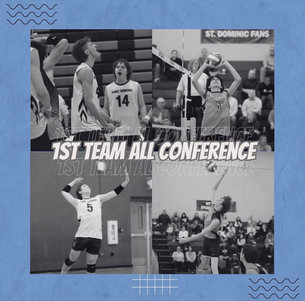 DominicBoysVB's tweet photo. 🏐AAA All Conference🏐Honorable Mention: Justin Eaton, Ben Dolitsky &amp; Landon Wright
1st Team: Cooper Chamblee, Charlie Lafata, Carter Zelnis &amp; Noah Schuessler
1st Team Libero: Noah Schuessler 
Conference Player of the Year: Carter Zelnis
Congrats boys! @sdhsathletics @MoBoysVB https://t.co/5hniw9TyLp