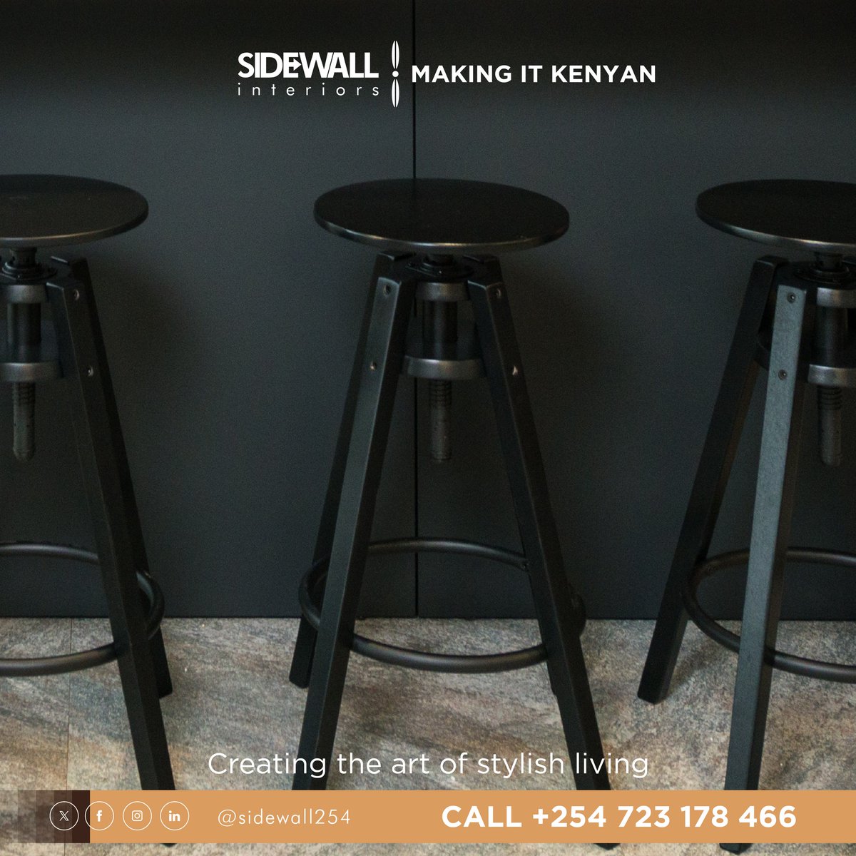 SIDEWALL254's tweet photo. Kitchen stools are unique here!!!
We only deliver the finest.
Its time to call +254 723 178 466
#sidewallinteriors Karen Nyamu Bahati Ian Njoroge Raila Odinga Njambi HELB Eric Omondi Kenyans Vs GEMA #interiordesigner #constructioninkenya #builderskenya #homedesign #design https://t.co/E3naU6mCBJ
