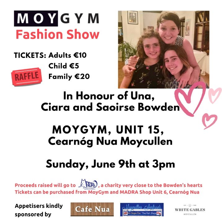 MADRADogRescue's tweet image. 📣 Don't miss our fashion show 📣

 9th June at 3pm at MoyGym, Moycullen, honouring the Bowden family 🙏💙

Proceeds go to @MADRADogRescue. Tickets at MoyGym and our MADRA Shop in #Moycullen 🐾💓
 madra.ie/moygym-fashion…

#FashionForACause #MADRAdogrescue #sustainablefashion