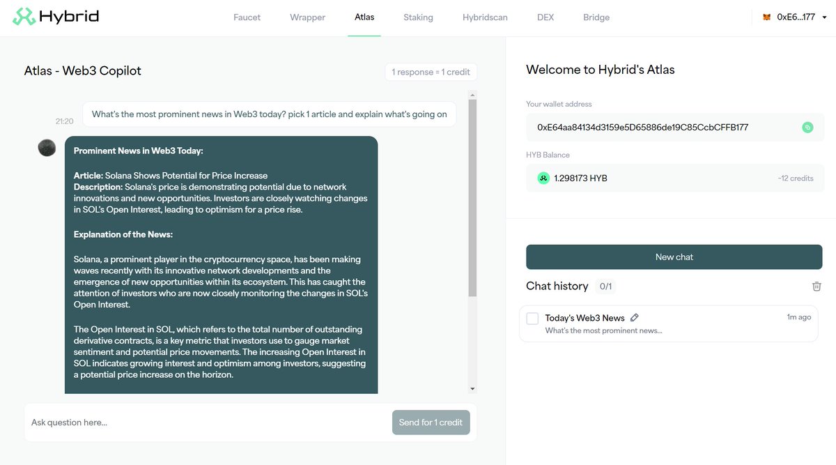 A little sneak peek of Atlas — Hybrid's AI Web3 Copilot, moving towards the Testnet &amp; Atlas (Lite) launch.