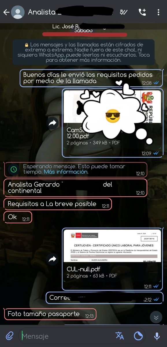 Aileenvela17's tweet photo. Hoy martes mientras sigo buscando trabajo😭😭😭, me di cuenta que el supuesto trabajador del BBVA ahora es minero, pues cambio todos los datos de su perfil de whatsapp hasta el nombre llamándose en la actualidad Lic Jose R. (antes solo habían datos del BBVA).Tengan cuidado‼️ https://t.co/m6dgFpGSHn