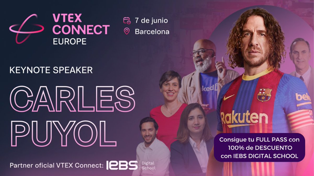 iebschool's tweet image. Te invitamos el 7 de junio al @VTEXcommerce en el Palau de Congressos de Catalunya🎉 

No te lo pierdas. Regístrate aquí: content.vtex.com/europe/ y usa el código FULL PASS para 100% de descuento, exclusivo para la comunidad IEBS.

🚀 #VTEXConnect #InnovaciónDigital #Networking