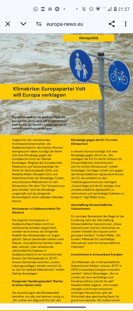 Eigentlich will ich ja nicht derart über die Konkurrenz lästern, aber was ist das? #Volt baut eine Fake-Nachrichtenseite (Impressum Volt Deutschland), um über sich selbst in der dritten Person zu berichten???