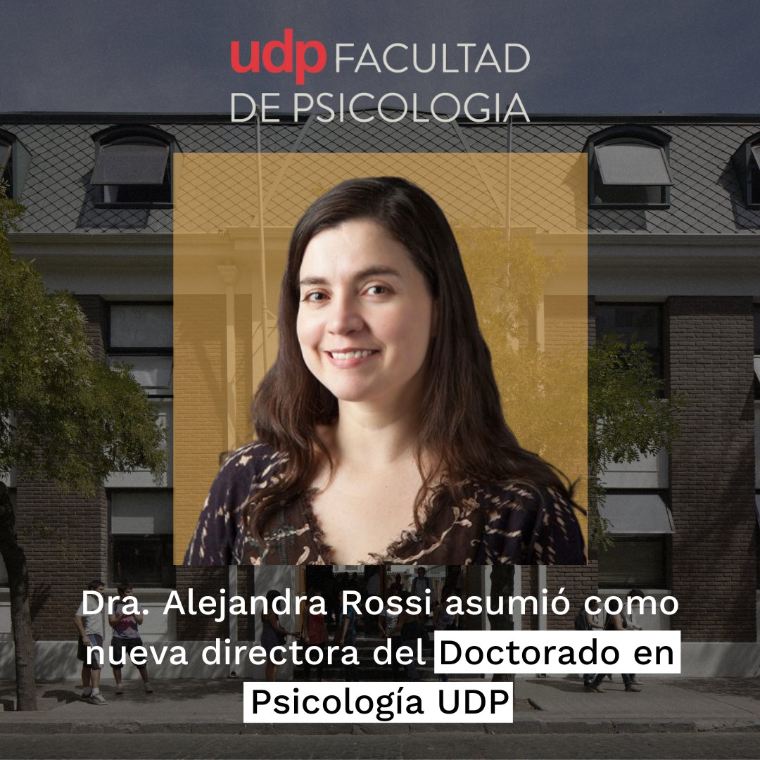 #DoctoradosUDP 🎓 El Doctorado en Psicología UDP informa a la comunidad que, a partir del 01 de junio, la Dra. Alejandra Rossi asumió como nueva Directora del Programa.

📚 Programa Acreditado 5 años, por la CNA, desde el 24 de enero de 2024 al 24 de enero 2029.