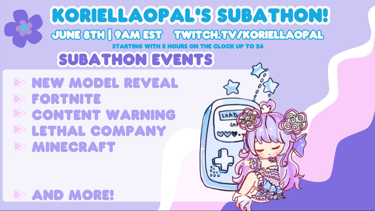 koriellaopalVT's tweet photo. IT’S ABOUT THAT TIME!! Here are the details of my first ever subathon!! Hopeful for a wonderful stream and amazing time! https://t.co/ZVW3fXXl2W