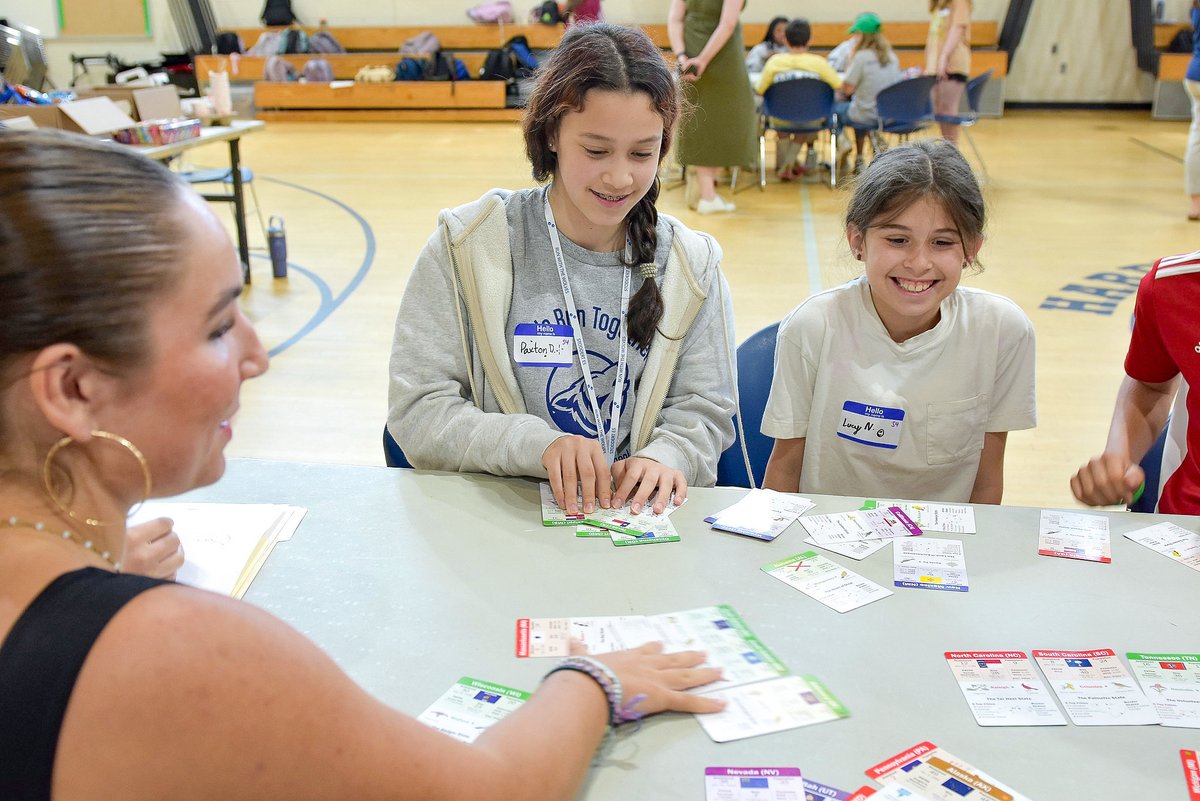 dcpublicschools's tweet photo. Stoddert Elementary &amp; @HardyMSHawks students competed in a GeoPlunge Challenge Tournament! Students showed off their geography knowledge identifying U.S. states &amp; capitals, with @MacArthur_DCPS students judging the competition. 🗺️

We loved seeing this feeder pattern together! 💙 https://t.co/NzLUtysEO5