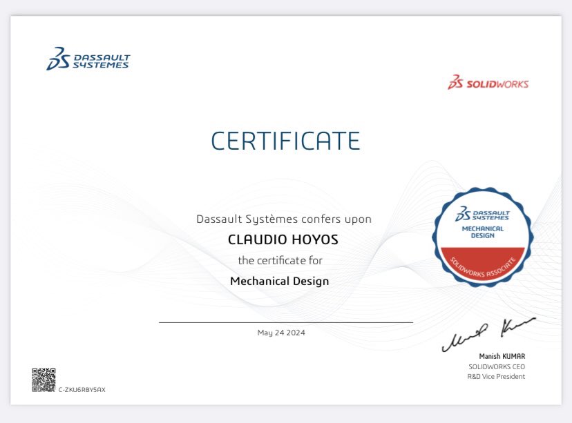 plasticoshoyos's tweet photo. Recently CSWA certified 👍👍👍

#mechanicaldesign 
#solidworks 
#engineering 
#3dmodeling https://t.co/YqRCjtEZJ1