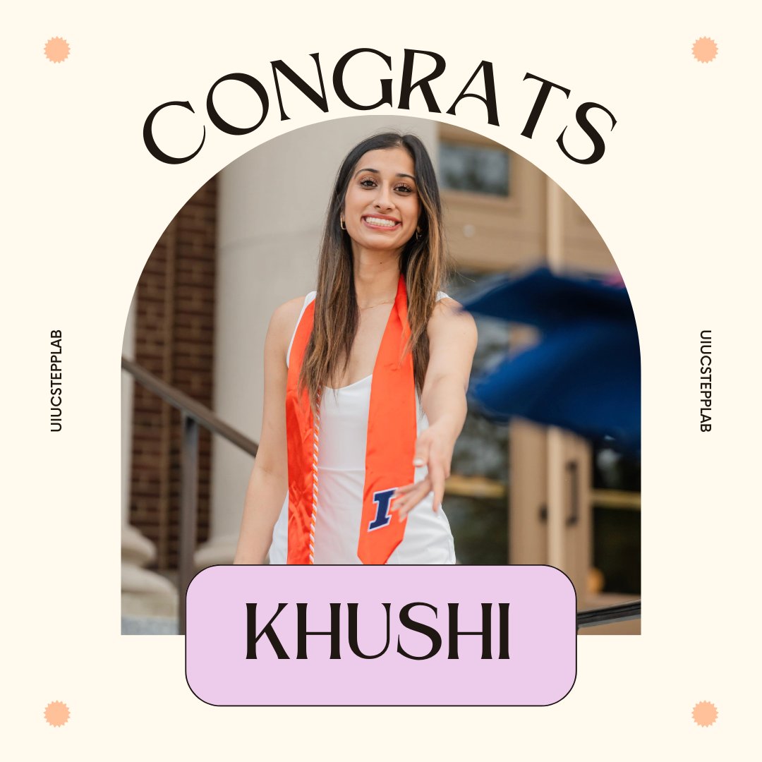 LabStepp's tweet image. Our RA Khushi graduated and is headed to NYU to complete a research fellowship and will be mentored by doctoral students in the Researching Inequity in Society Ecologically (RISE) Lab. Congrats Khushi and good luck as you apply to clinical psychology doctoral programs!😊