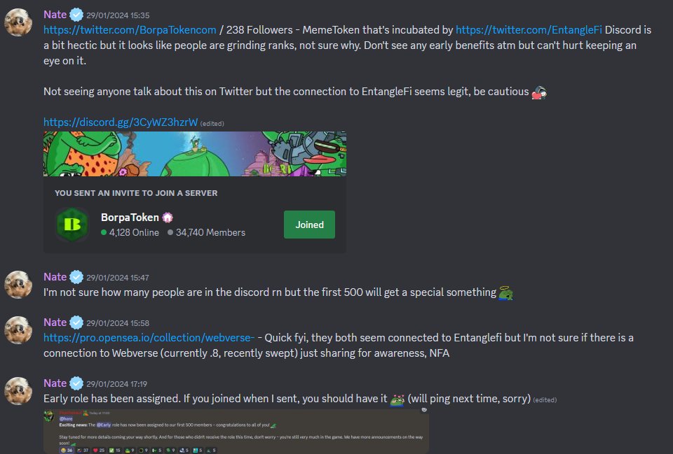 Just a reminder that being early doesn't always pay off. I talked about <a href="/BorpaTokencom/">Borpa</a> back in January, but since I didn't have a large following, I couldn't secure anything. That's okay, it happens. Having a following makes securing a collab much easier.

Being early doesn't