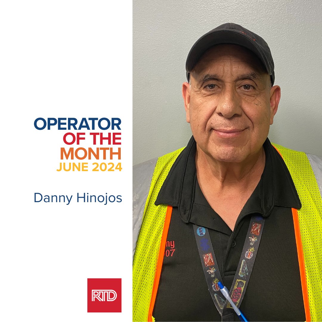 RideRTD's tweet photo. Meet our June #OperatoroftheMonth, Danny Hinojos. Hinojos was chosen for his quick thinking at Central Park Station, where he noticed an unconscious person nearby. He contacted authorities and performed CPR until responders arrived.
Read his Q&A 👉 https://t.co/1gwB3RvJO2 https://t.co/Opq2vcqISQ