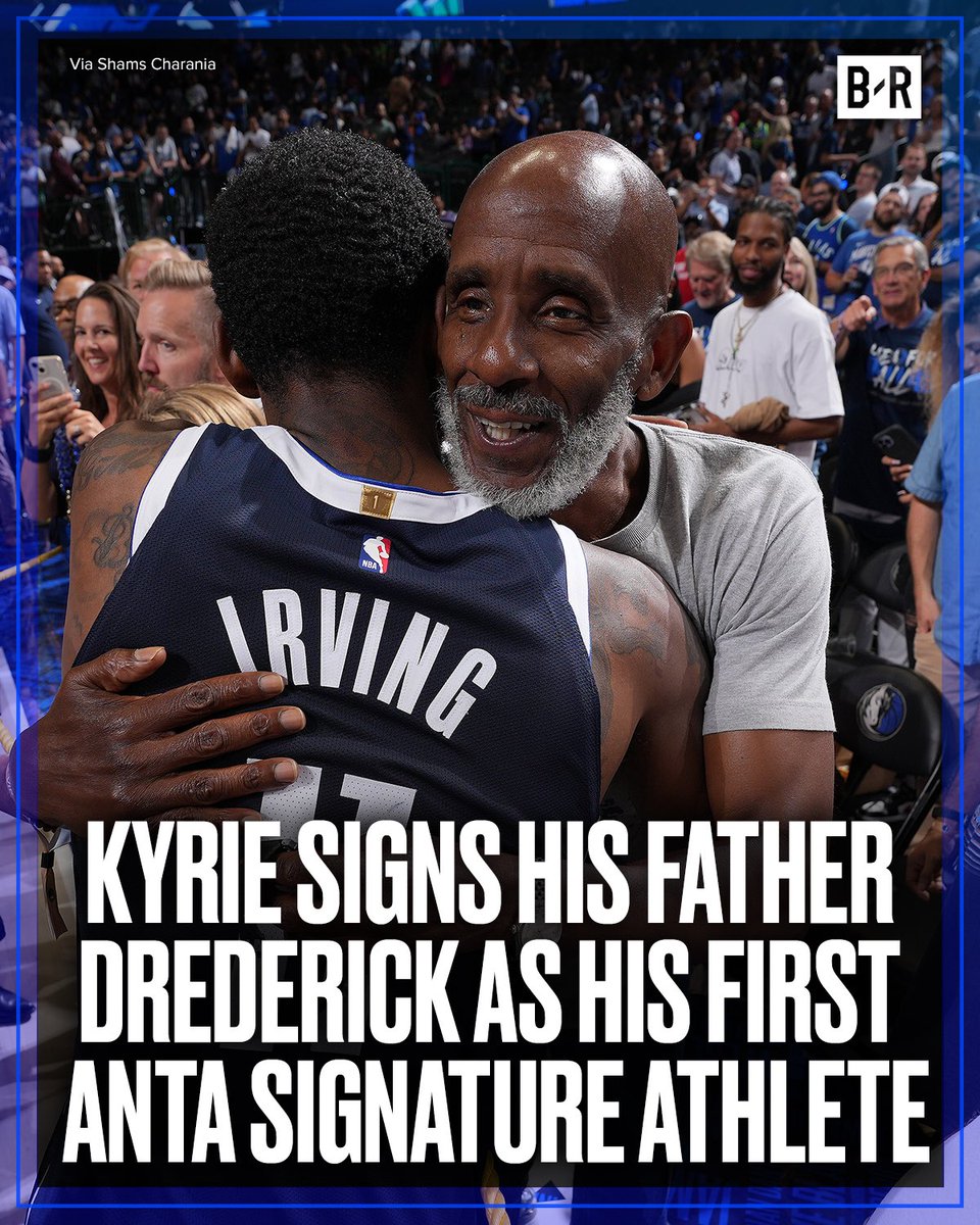 BleacherReport's tweet photo. Kyrie's first signature athlete for his ANTA shoe line will be his father, Drederick Irving, per @ShamsCharania 🔥

Drederick played at Boston University and professionally in Australia https://t.co/DaFKbNVE5L