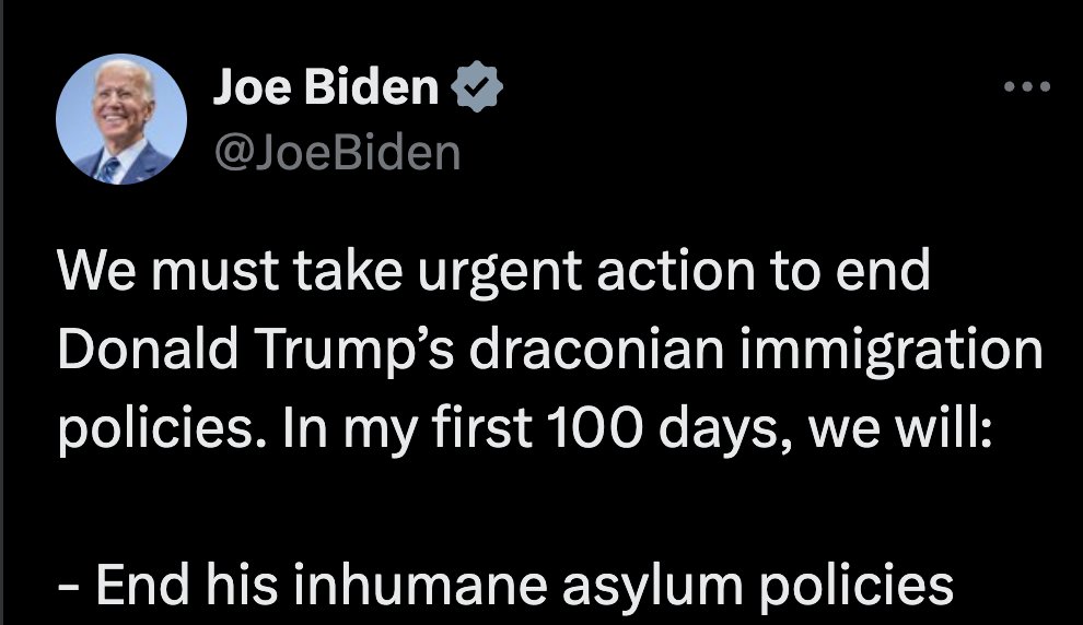 Hey <a href="/JoeBiden/">Joe Biden</a>, why are you bypassing congress to reinstate Trump policies that you yourself admit are "draconian" and "inhumane"?