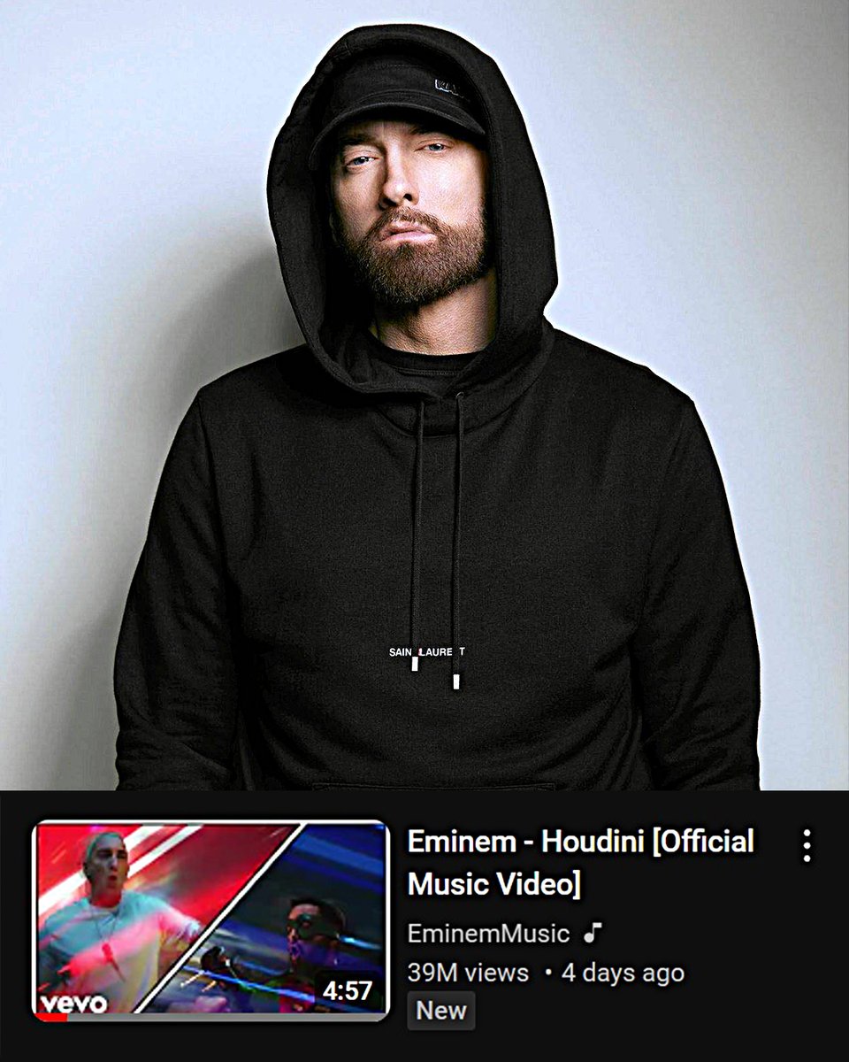 Southpawer's tweet photo. 🔥 BREAKING 🔥 Eminem's 'Houdini' breaks the record for most views in a week for a rap song on YouTube in 2024 (39m), dethroning Kendrick Lamar's "Not Like Us." 

It took only five days of the tracking week to do so. 🫡 https://t.co/Fsgm1xKELg