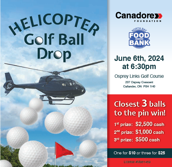 CanadoreFdn's tweet photo. Fore a good cause! Buy your balls to be dropped from a helicopter over a hole at Osprey Links and try your luck at a chance to win cash prizes while supporting two great local organizations. Email graham.loyst@canadorecollege.ca to purchase balls! https://t.co/JPRqhuSm1q