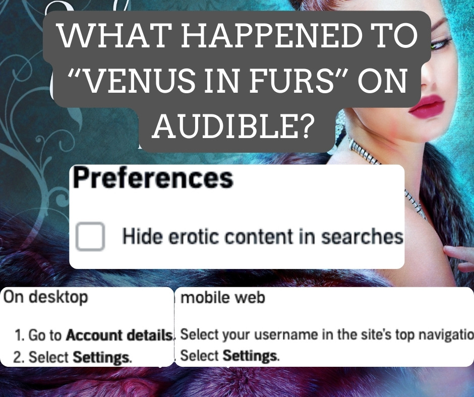 Audible sent Venus in Furs to the Erotica Dungeon! To get it out, you can go to the direct link: 
audible.com/.../Venus-in-F…
The audiobook is also available on Chirp, Kobo, and dozens of other retailers, and library apps!