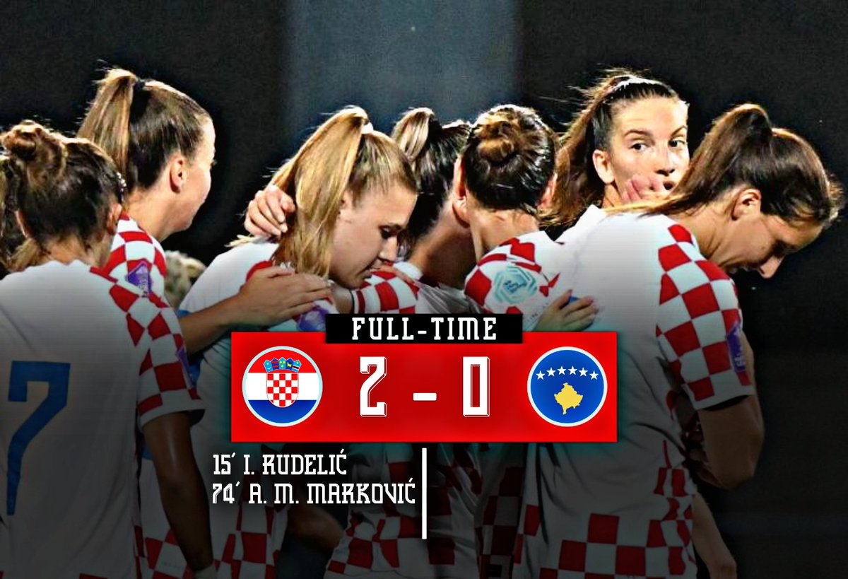 CroatiaFooty's tweet photo. BRAVO CURE!
Our women's NT get their second win against Kosovo inside 4 days with two goals from Rudelić and Marković.
We're currently...1ST in the group! Ukraine with a late goal against Wales moves us up into first place!
#CROKOS #Croatia https://t.co/lQH2i6EKUa