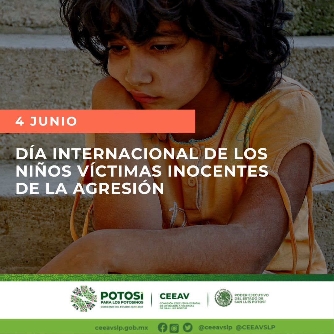 04 de Junio : Día internacional de los niños víctimas inocentes de la agresión.

La conmemoración de este día tiene como objetivo crear conciencia y promover la protección de los niños y niñas que son víctimas de agresiones y violencia.

#CEEAVSLP #CEEAVInforma