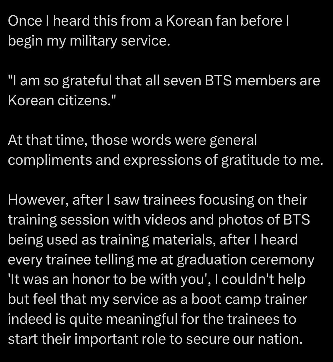 j94shope's tweet photo. Here’s the video of Hobi’s speech and the full translation thanks to @.ola_jhope 🥹

His positive and strong mentality and the way he always inspires those around him… there’s no one like him😭

PROUD OF YOU SERGEANT JUNG HOSEOK 
OUR FOREVER ARTIST JHOPE 
WAITING FOR JUNG HOSEOK https://t.co/86FM2WH4f5