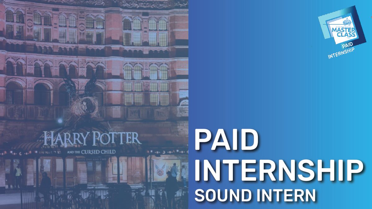 Are you a wizard when it comes to Sound?🧙‍♂️ Ever dreamed of exploring the magical world of Harry Potter and the Cursed Child?
 
Masterclass &amp; Sonia Friedman Productions are looking for a Sound Intern!

Click here ➡️ bit.ly/HPCCSoundMC to find out more and how you can apply!