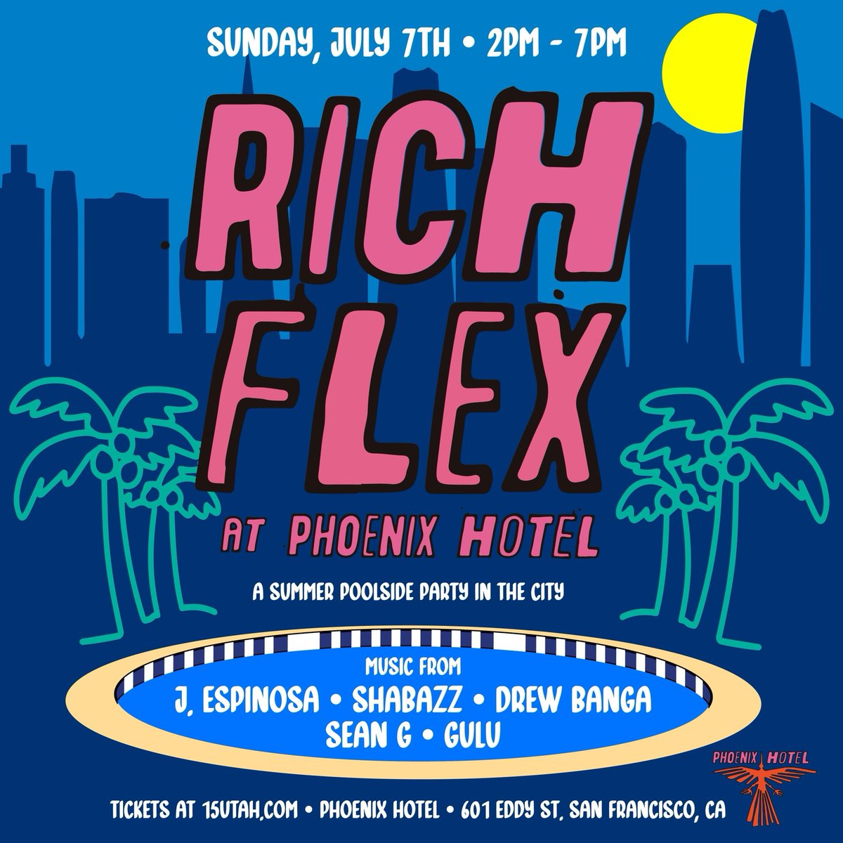DREWWWWW____'s tweet image. Cats out the bag!!! RICH FLEX IS BACK!!!! JULY 7th!! It’s up tickets on sale right now!!! @DeeJaySeanG  @djjespinosa #Shabazzo #GULU